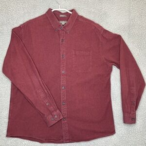 Eddie Bauer Flannel Shirt Men XL Red Long Sleeve Gorpcore Outdoor Hiking